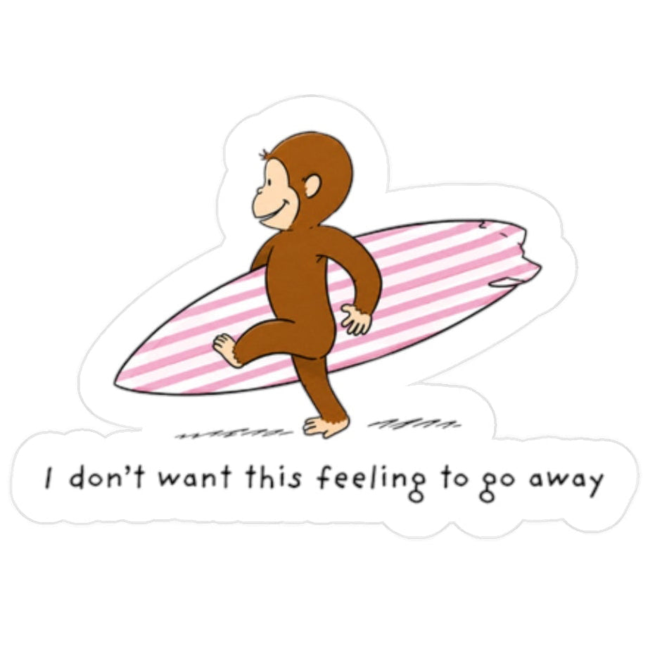 Surfing Curious George Sticker