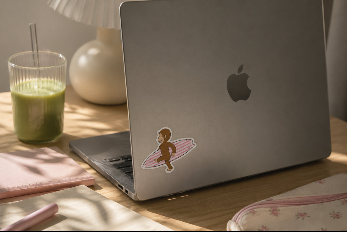 Surfing Curious George Sticker